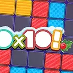 Farverige blokke i forskellige mønstre med teksten 10x10!