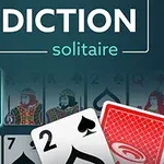 To spillekort, en spar to og en rødt kortbagside, foran en række kort med et tomt slot, med teksten ADDICTION solitaire øverst