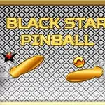 Sort og gyldent pinball design med teksten Black Star Pinball over to flippere og en bold på et mønstret baggrund
