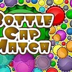 Flaskekapsler i forskellige farver med teksten Bottle Cap Match i midten