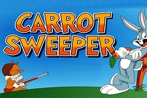 To tegneseriefigurer med en gulerod og en fejekost, med teksten Carrot Sweeper i baggrunden