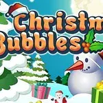 Juletema med snemænd, gaver, sneklædte træer og teksten Christmas Bubbles