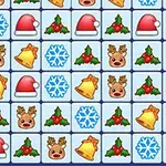 Et gitter med julemotiver som julehatte, snefnug, rensdyr, klokker og kristtjørnblade