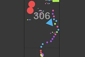 Farverig geometrisk grafik med prikker, en trekant og tallet 306 på en mørk baggrund
