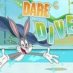 En tegneseriefigur springer op ad vandet med teksten Dare Diver ovenfor