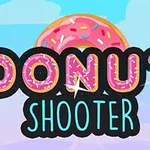 Teksten DONUT SHOOTER med en lyserød donut med glasur og farverige krymmel i baggrunden