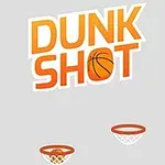 Orange titlen DUNK SHOT med en basketball, og to basketballnet på grå baggrund