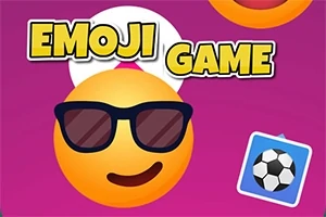 En emoji med solbriller og et lille ikon med en fodbold på en lilla baggrund
