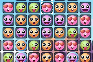Farverige emojiansigter med forskellige udtryk arrangeret i et gittermønster