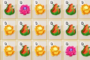 Blomsterfliser med farverige lotusbilleder og numre i et gitterlayout