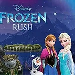 Karakterer fra en animationsfilm står foran en naturskøn baggrund, med sneklædte bjerge under en stjerneklar himmel