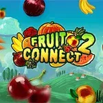 Colorful illustration med frugter og grøntsager, herunder kiwi, kirsebær, gulerødder og bananer, på en himmelbaggrund med tekst i midten