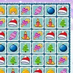 Illustration af et spillebræt med ikoner som juletræer, stearinlys, engle, julekugler og nissehuer arrangeret i et gitter