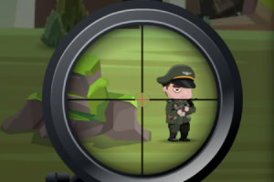 En soldat i uniform set gennem en snigskytteriffel sigtekorn