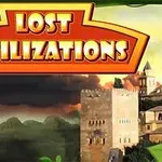 Teksten Lost Civilizations i et farverigt banner over en baggrund med gamle slotte og bjerge