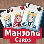 Tre spillekort med konge, dronning og knægt samt teksten Mahjong Cards
