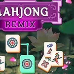 Mahjong-brikker med blomster og fuglemotiver i en dekorativ lilla ramme
