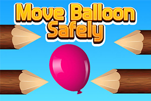 Lyserød ballon mellem spidser af blyanter på blå baggrund med teksten Move Balloon Safely øverst