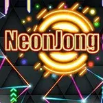 Neonfarvede geometriske mønstre og teksten NeonJong 3D på en mørk baggrund