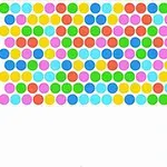 Farverige cirkler arrangeret i et gitter på en hvid baggrund med en sidepanel der viser en trofæikon og tal