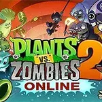 Farverige tegneseriefigurer af planter og zombier med teksten Plants vs