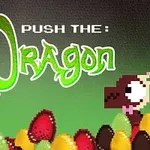 To pixelerede drager omgivet af kulørte æg med teksten Push the Dragon i baggrunden