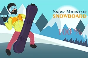 En snowboarder med hvid hjelm og ski-briller poserer med et snowboard foran snedækkede bjerge