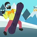 En snowboarder med hvid hjelm og ski-briller poserer med et snowboard foran snedækkede bjerge
