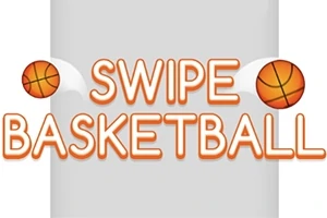 Tekstlogo med orange bogstaver Swipe Basketball og to basketballer på hver side