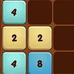 Et bræt med farvede fliser i forskellige numre: 4 i lyseblå, 2 i beige, 4 i lyseblå og 8 i blå