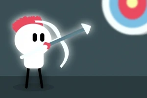 En simpel illustration af en tegnet figur, der skyder en pil mod et mål