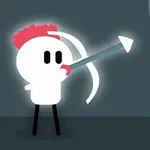 En simpel illustration af en tegnet figur, der skyder en pil mod et mål