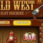 Slotmaskine med et Wild West-tema, dekoreret med revolvere og dynamit